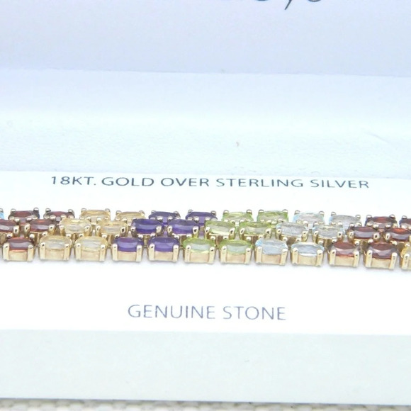 Gold Sterling Gemstone Bracelet - Picture 1 of 6